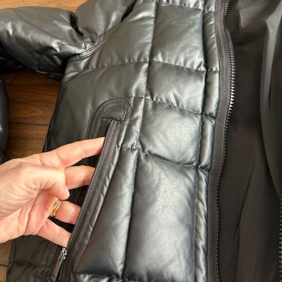 Emporio Armani Jeans Womens Black Hooded Duck Down Puffer Coat Jacket Size Large - Picture 16 of 16